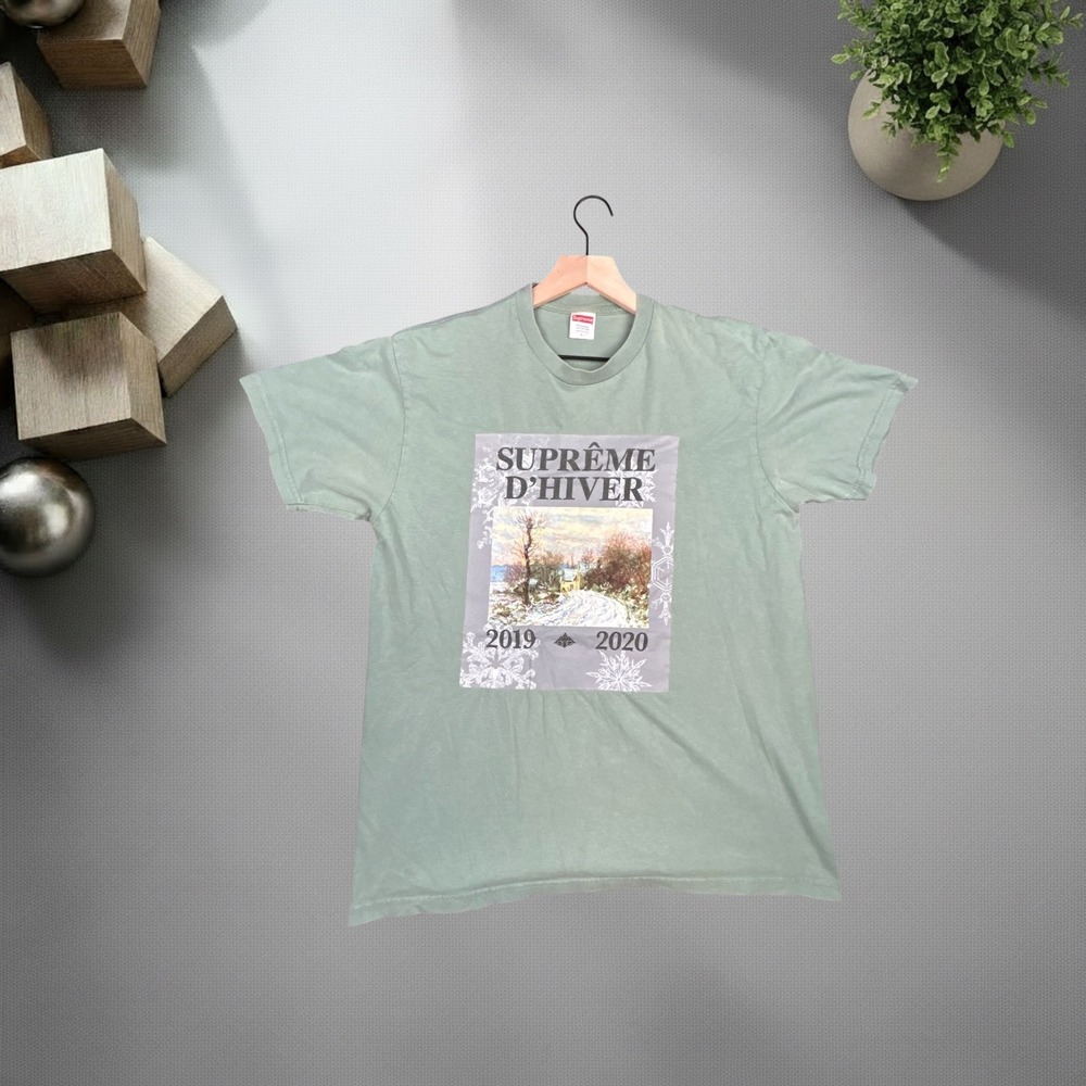 Supreme D'Hiver 2019 2020 Winter Graphic Tee Sage Green Large Streetwear Shirt